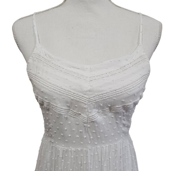 Nectar Dresses & Skirts - Nectar White Swiss Dot Lace Trim Slip Dress Lined Size Med